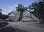 Pyramid of the High Priest East Side at Chichen Itza - chichen itza mayan ruins,chichen itza mayan temple,mayan temple pictures,mayan ruins photos